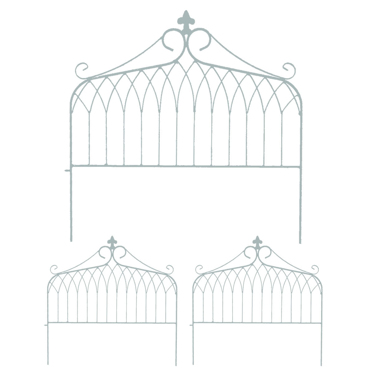 ガーデンフェンス アイアン DIY フェンス3枚組 ワイドタイプ ドレープ