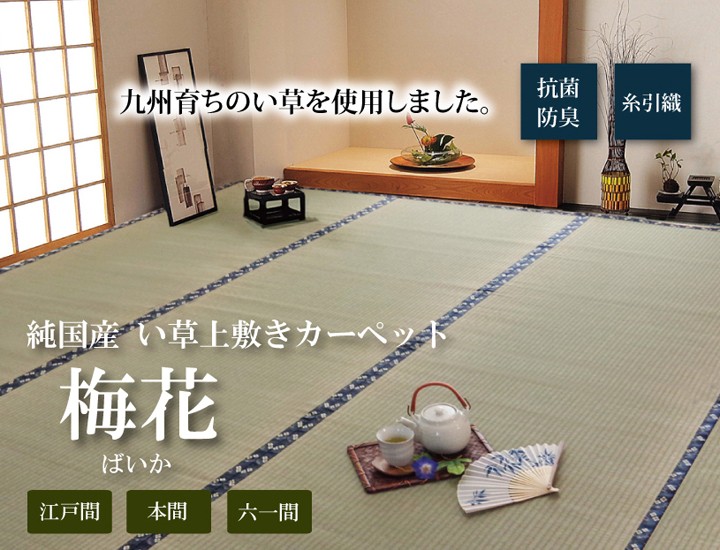 い草 上敷き 畳 ラグ カーペット 日本製 江戸間6畳 261×352 糸引織