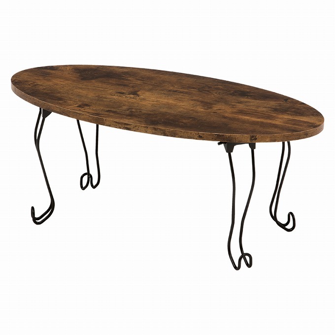 ローテーブル おしゃれ 折りたたみ テーブル 北欧 木製 幅80cm 楕円形 丸型 猫脚 エレガント...