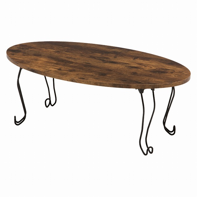 ローテーブル おしゃれ 折りたたみ テーブル 北欧 木製 幅90cm 楕円形 丸型 猫脚 エレガント...