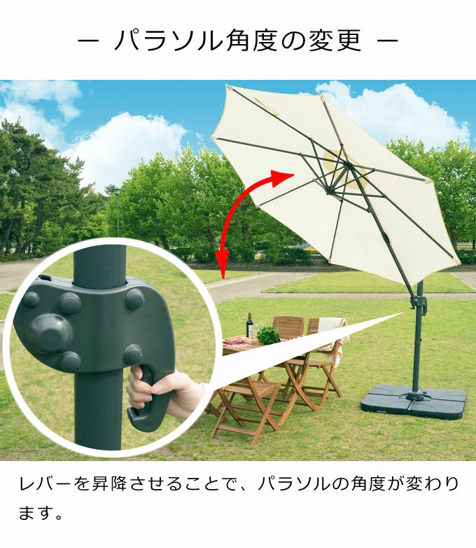 ガーデンパラソル 傘 遮光 パラソル シェード 日よけ 360度 大型