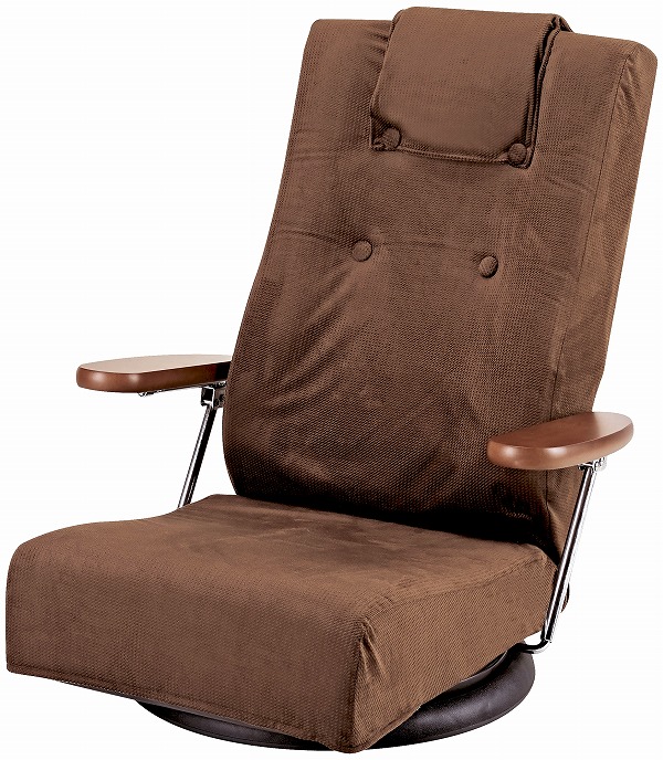 座椅子 リクライニング レバー式 日本製 完成品 ファブリック ハイバック 360度回転 高齢者 お...