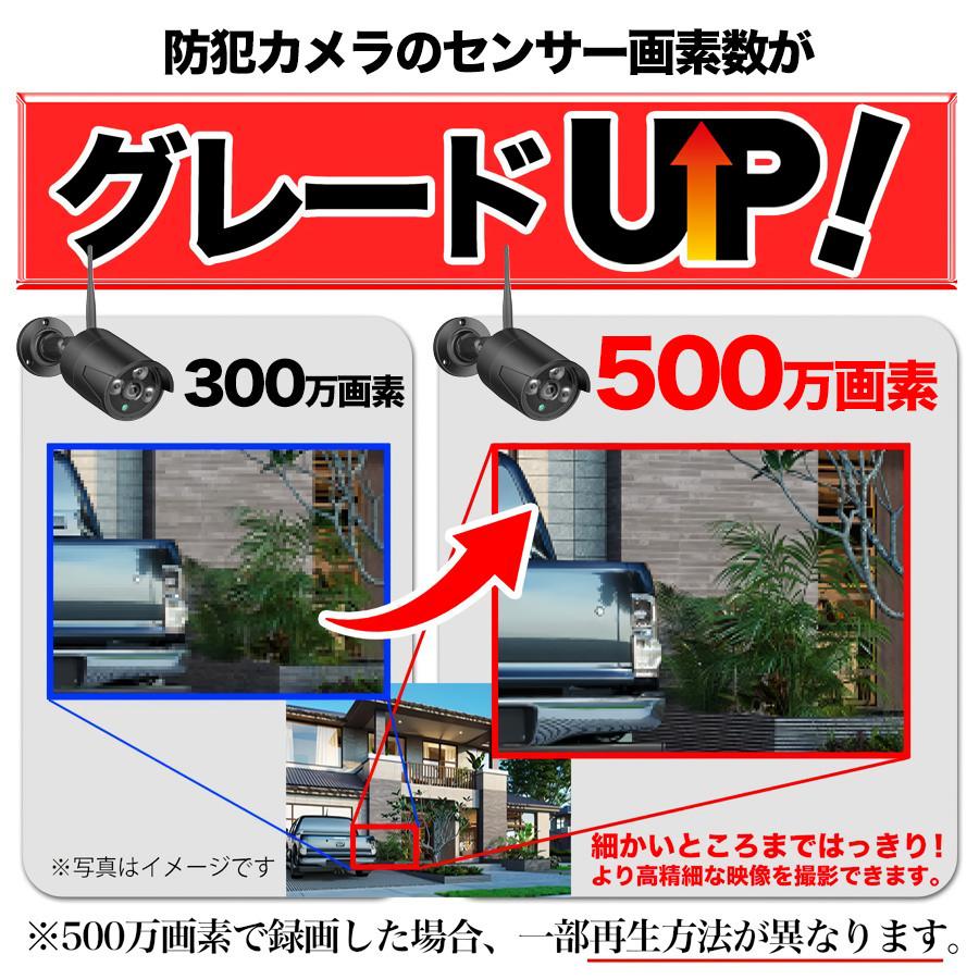 防犯カメラ 屋外 セット 家庭用 ワイヤレス wifi モニター付き カメラ2台 500万画素 10.1インチ 監視カメラ 工事不要 ネット不要 無線  赤外線 スマホ遠隔監視