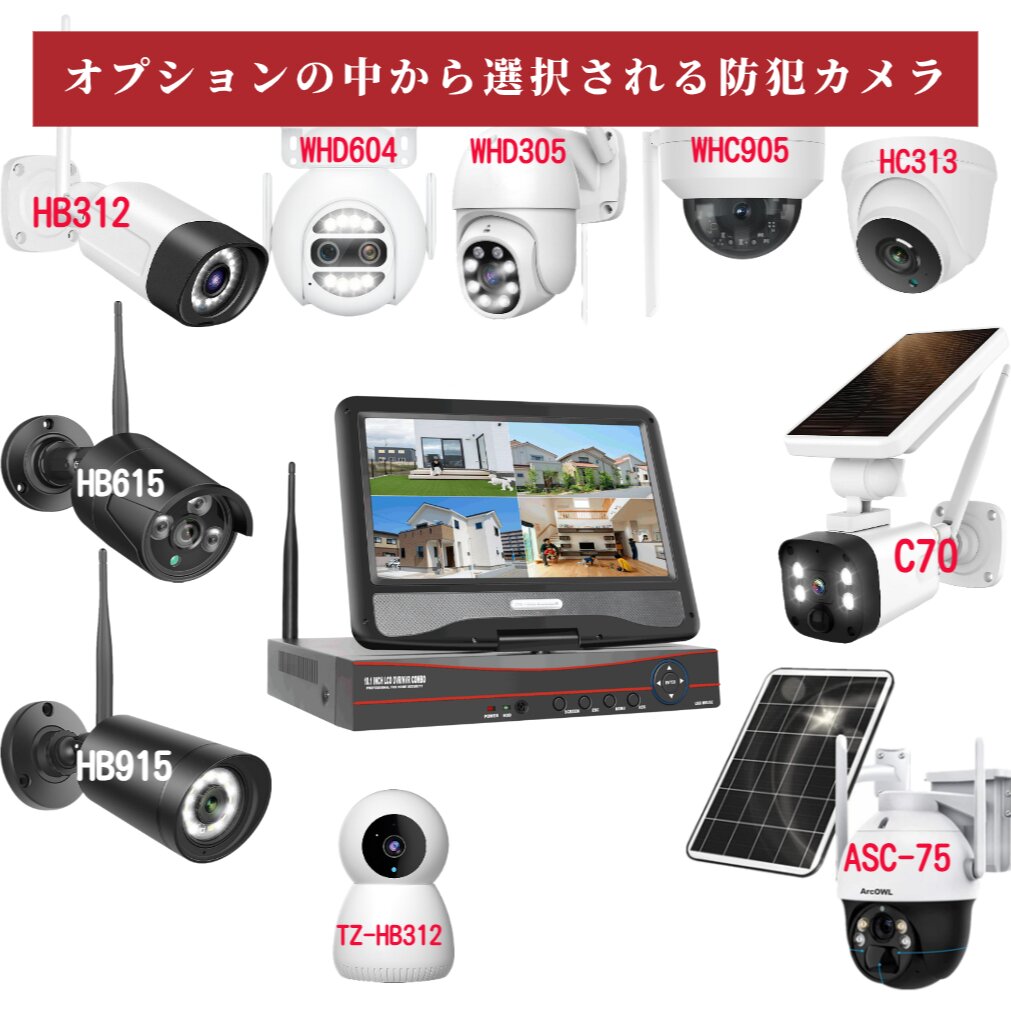 防犯カメラ 家庭用 屋外 wifi PTZ 自動追尾 監視カメラ 2台セット 工事不要 セキュリティカメラ ワイヤレス モニター付き 防犯灯付き  HDD 1TB 型番WHD303