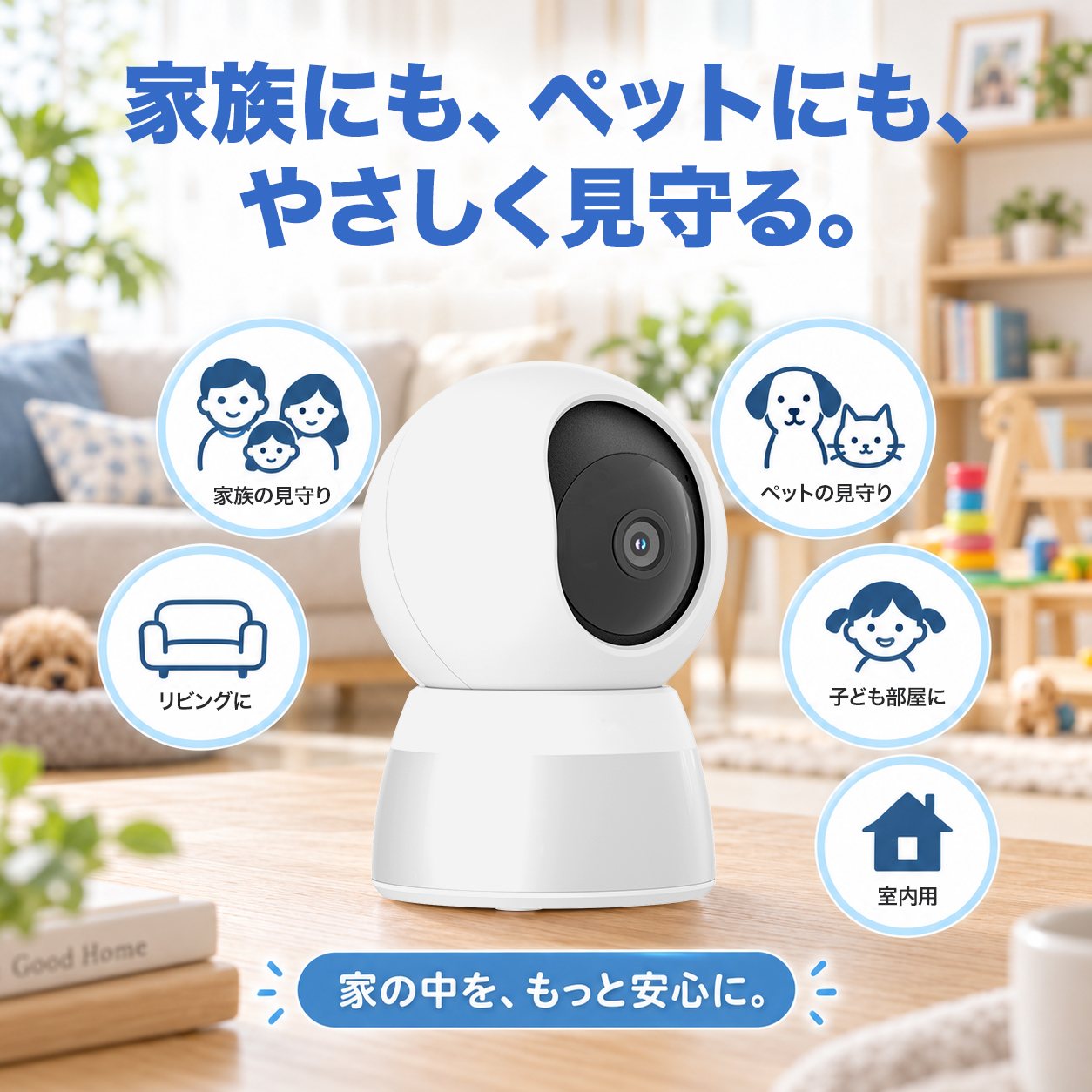 アキバガジェット 防犯カメラ 家庭用 見守りカメラ ワイヤレス 自動