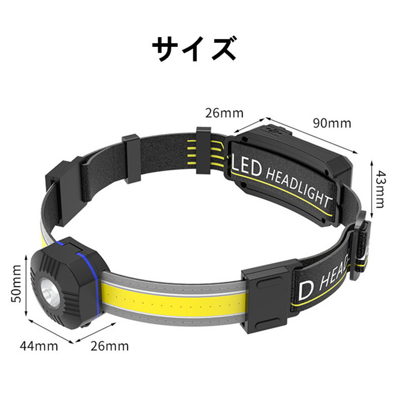 61％以上節約 ヘッドライト USB充電式 LED 防災 キャンプ 高輝度 軽量 防水 ２セット