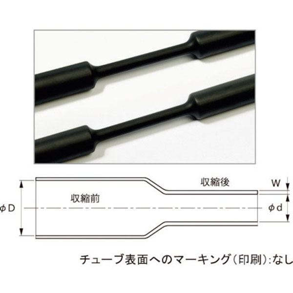 ジャッピー JTC 5.0-BK 250mm 熱収縮チューブ 黒 20本 JAPPY