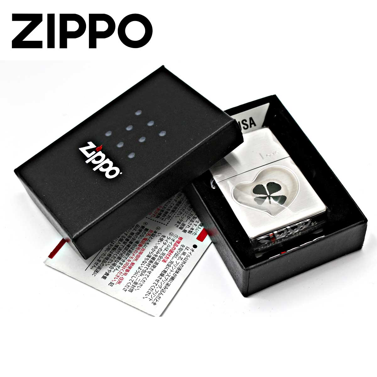 ZIPPO Zippo ジッポライター 四つ葉 クローバー 本物 ラブ Love