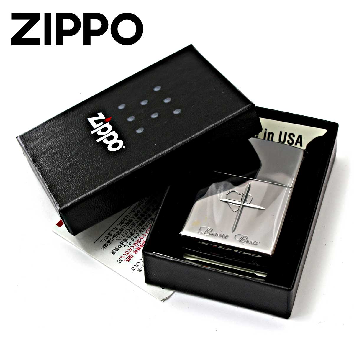 ZIPPO（ジッポー） ジッポライター ラバーズ クロス ハート ブラック