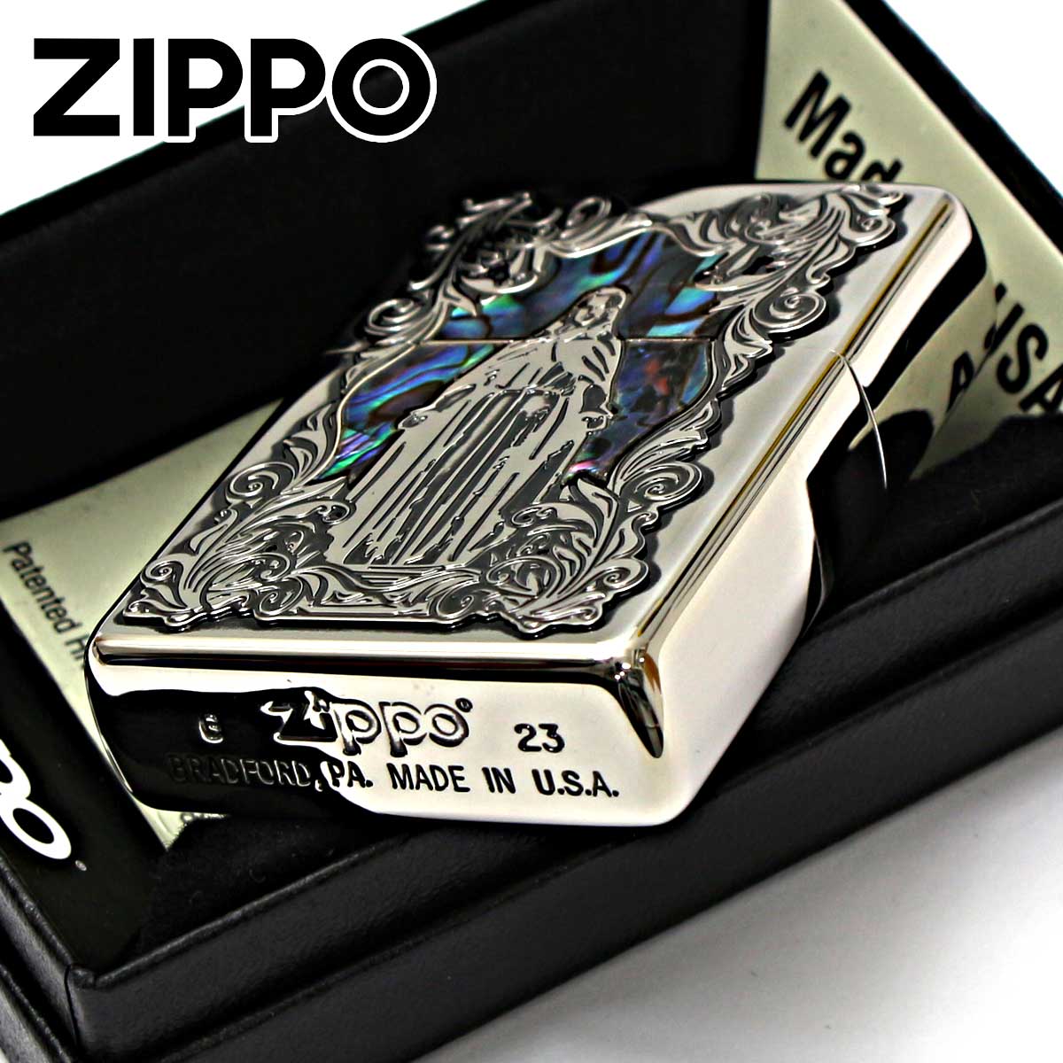 zi 136　マールボロ　ジッポー ZIPPO Zippo ジッポライター シェル 貝 マリア ニッケルいぶし