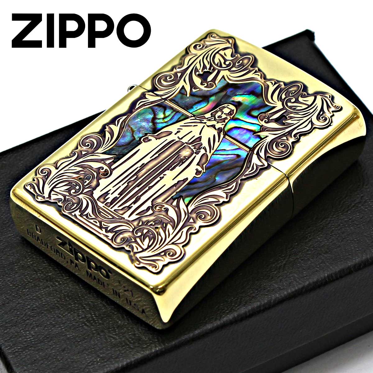 ZIPPO（ジッポー） ジッポライター シェル 貝 マリア 真鍮いぶし