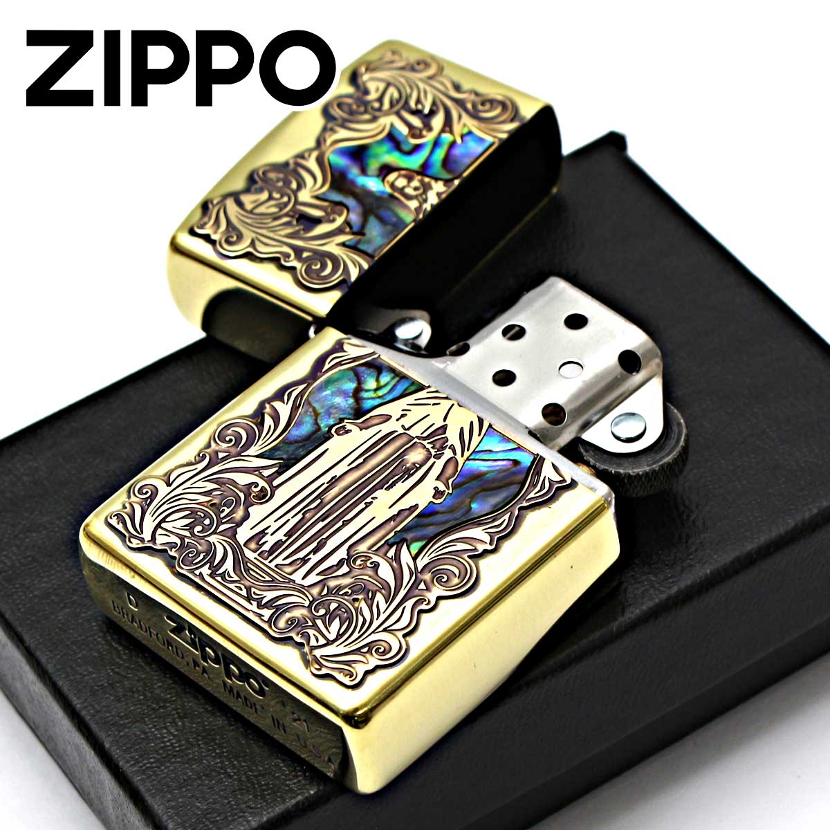 ZIPPO（ジッポー） ジッポライター シェル 貝 マリア 真鍮いぶし 
