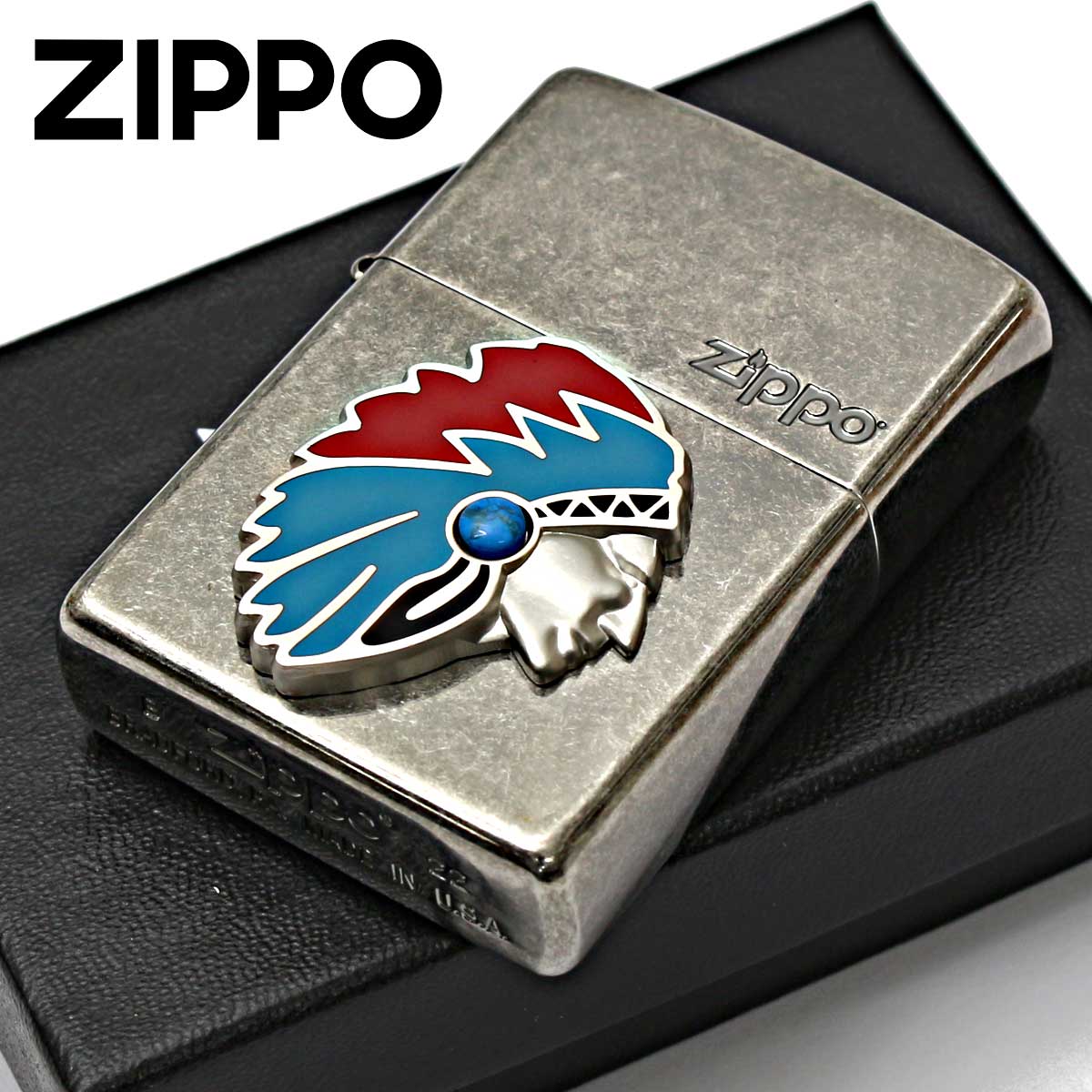 Zippo �W�b�|���C�^�[ �l�C�e�B�u�A�����J�� ���^�� Native Americans Metal �j�b�P���o���� 63500398 ���[���֐�p���i