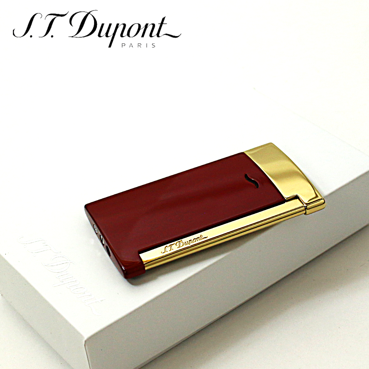 S.T Dupont エス・テー・デュポン スリム7 ロータスレッド イエローゴールド ターボガスライター 27707 SGEX