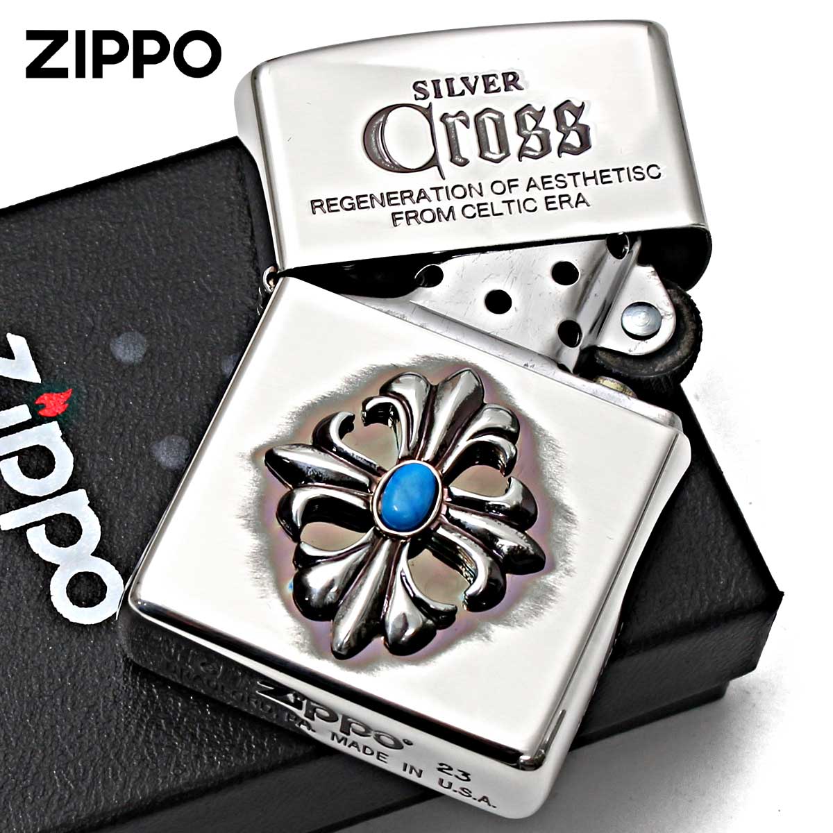 ZIPPO（ジッポー） ジッポライター クロス 十字架 メタル 純銀メタル