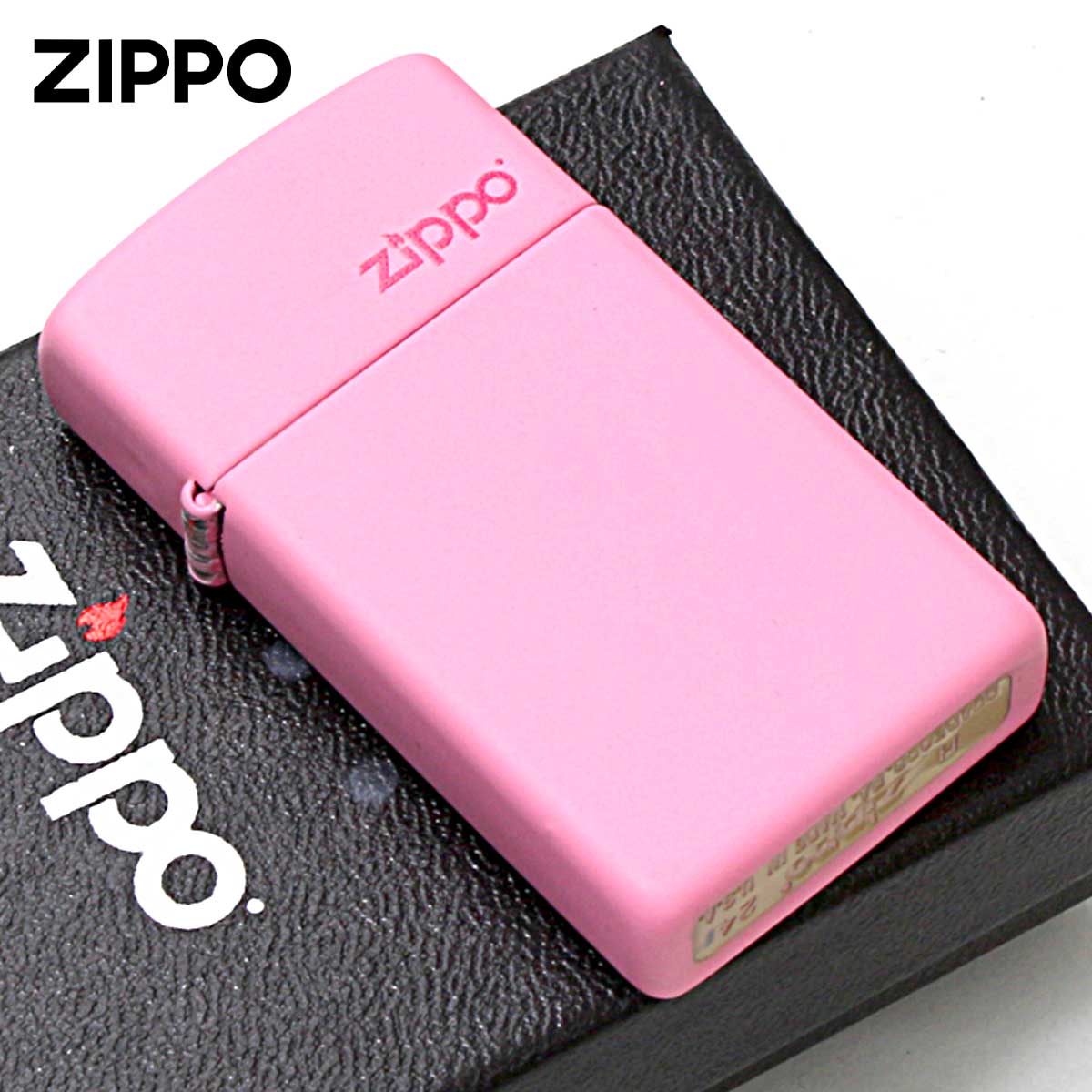 Zippo �W�b�|���C�^�[ �X���� �s���N �}�b�g �W�b�| ���S SLIM Pink Matte Zippo Logo 1638ZL ���[���֐�p���i