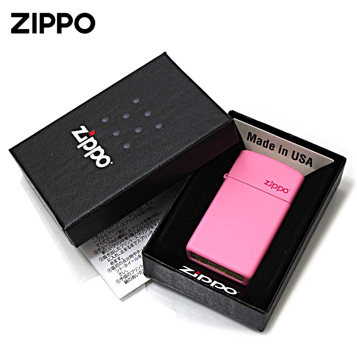 ZIPPO（ジッポー） ジッポライター スリム ピンク マット ジッポ ロゴ