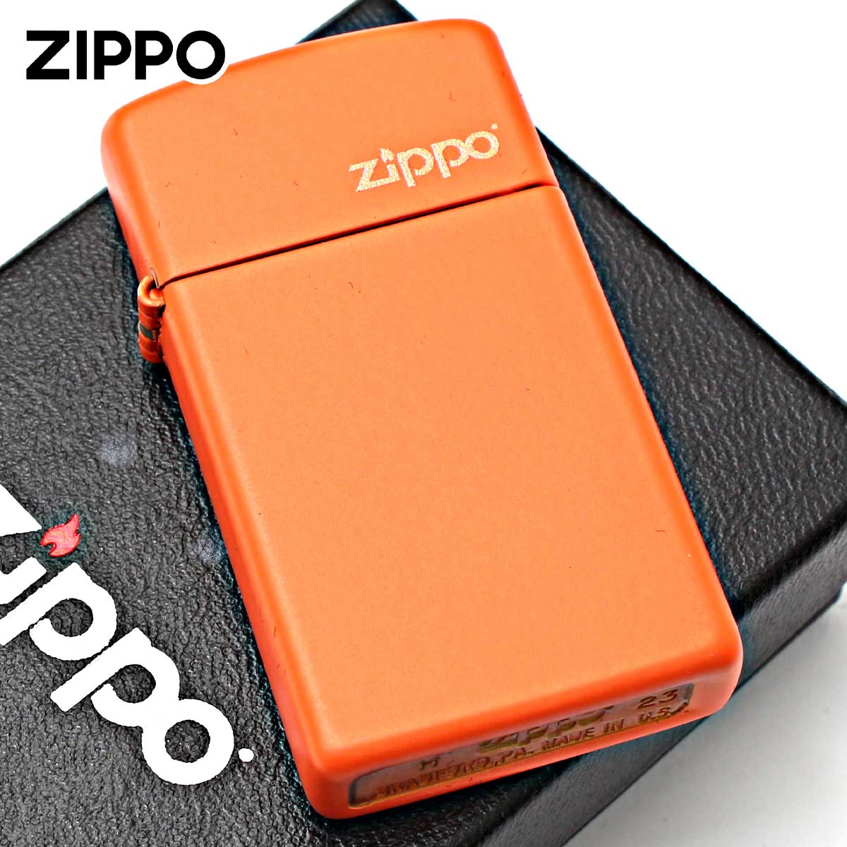 Zippo �W�b�|���C�^�[ �X���� �I�����W �}�b�g �W�b�| ���S SLIM Orange Matte Zippo Logo 1631ZL ���[���֐�p���i
