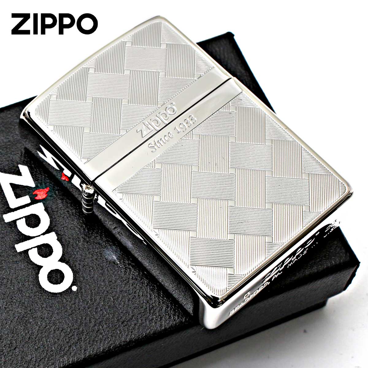 ZIPPO（ジッポー） ジッポライター 網目模様 両面加工 つむぎ シルバー 