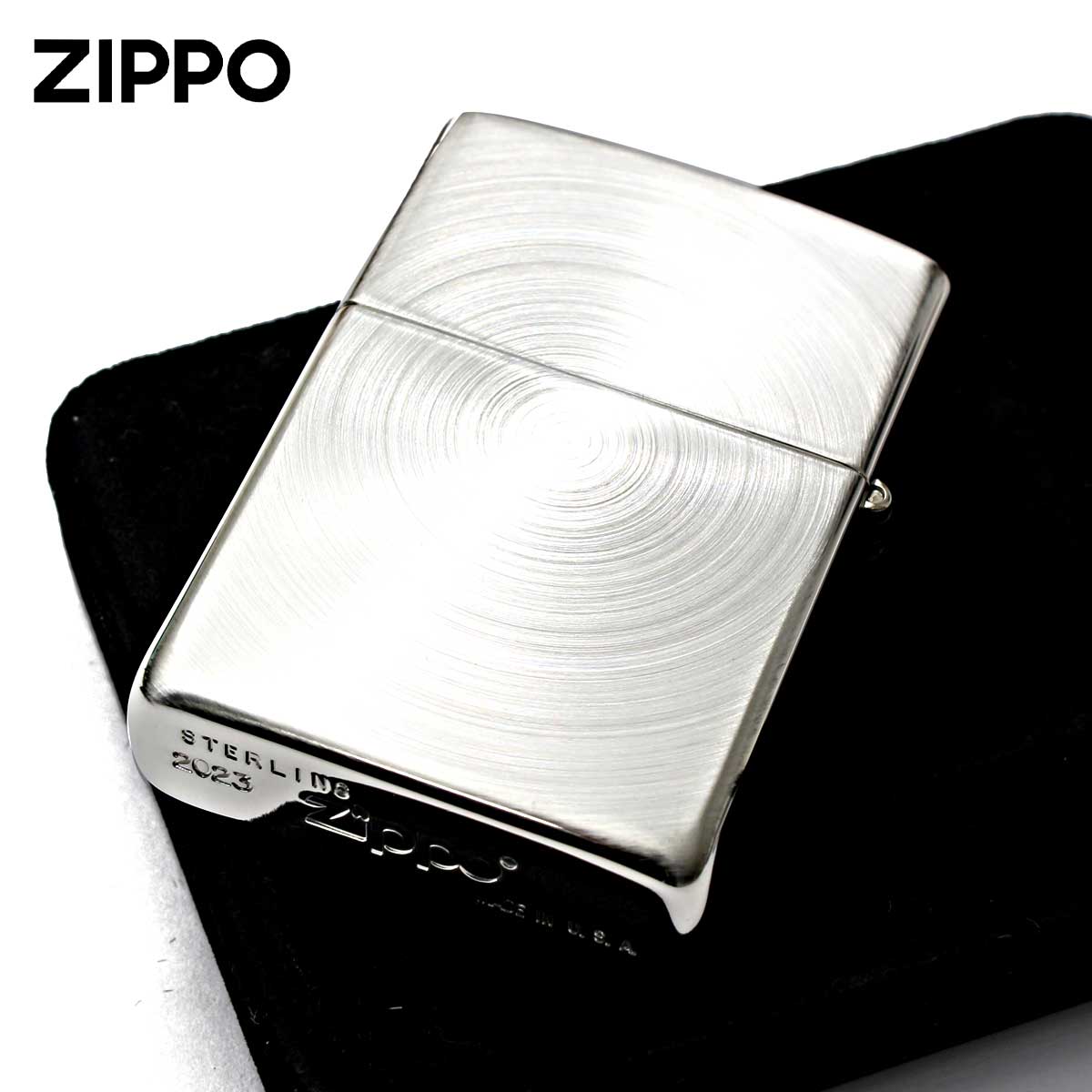純銀スターリングシルバースリムZIPPO スピンカット加工 純銀スターリングシルバースリムZIPPO スピンカット加工