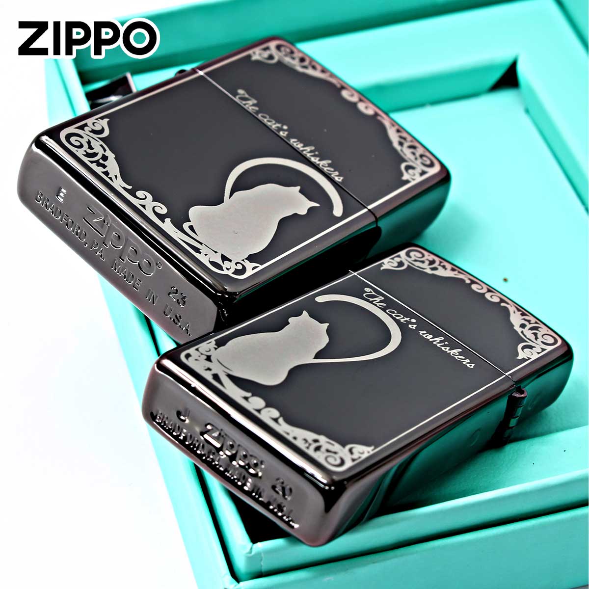 ZIPPO（ジッポー） ジッポライター ペア ねこ 猫 ラブ シルエット