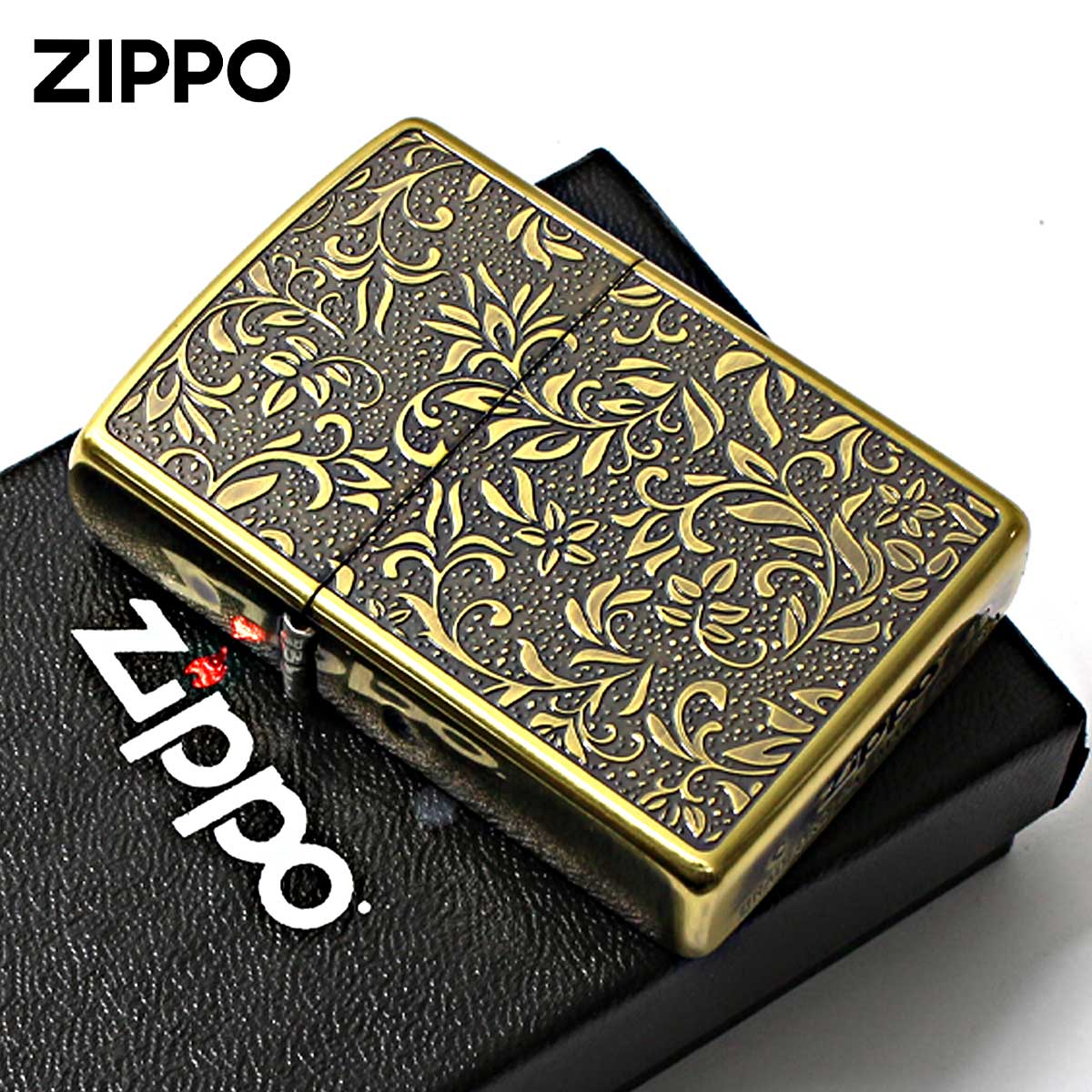 ZIPPO（ジッポー） ジッポライター アラベスク柄 両面 唐草 真鍮イブシ
