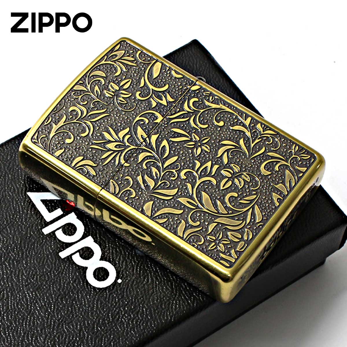 ZIPPO（ジッポー） ジッポライター アラベスク柄 両面 唐草 真鍮イブシ 