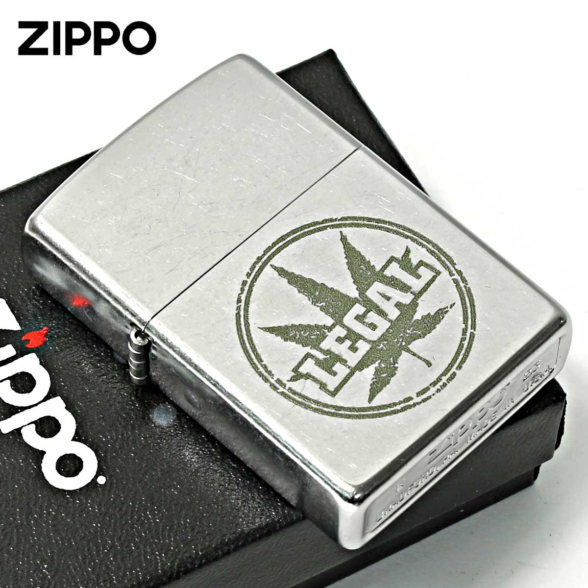 Zippo �W�b�|���C�^�[ �}���t�@�i Marijuana Leaf Series LEGAL stamp Z207-112478 ���[���֐�p���i