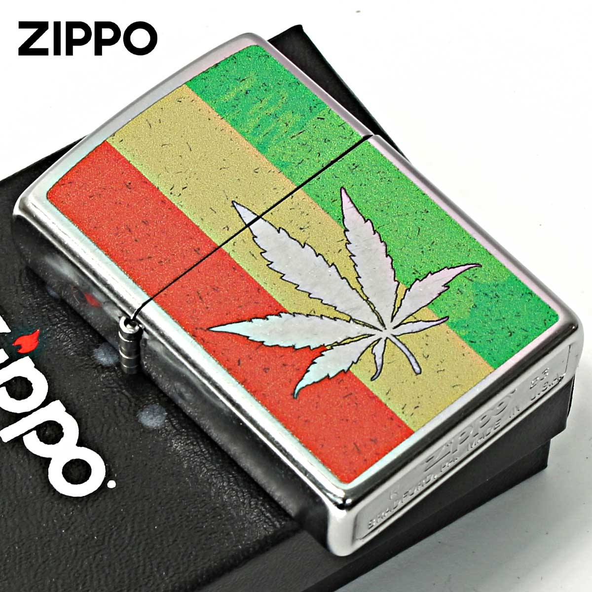 Zippo �W�b�|���C�^�[ �}���t�@�i Marijuana Leaf Series Rasta Leaf Z207-112482 ���[���֐�p���i