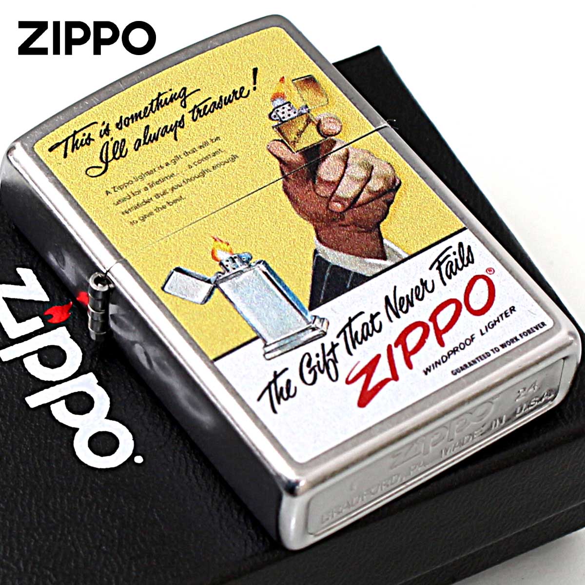 Zippo �W�b�|���C�^�[ �I�[���h�|�X�^�[�� The Gift That Never Fails ZIPPO �A�����J���H Processing in USA Z207-119570 ���[���֐�p���i