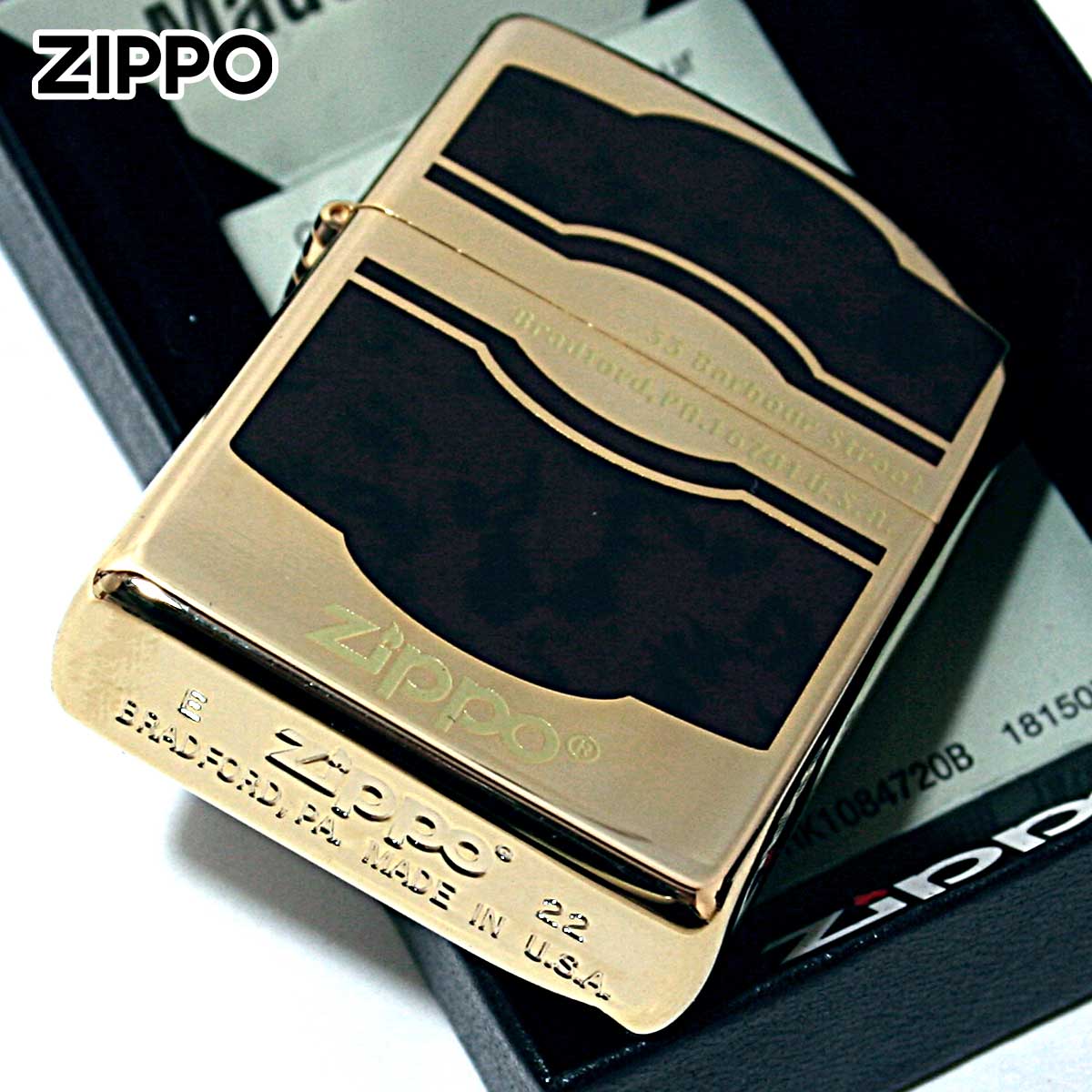□□ZIPPO ジッポー カレッジシリーズ BROWN ライター 本体のみ ゴールド ZIPPO（ジッポー） ジッポライター ブラウン マーブル 大理石調
