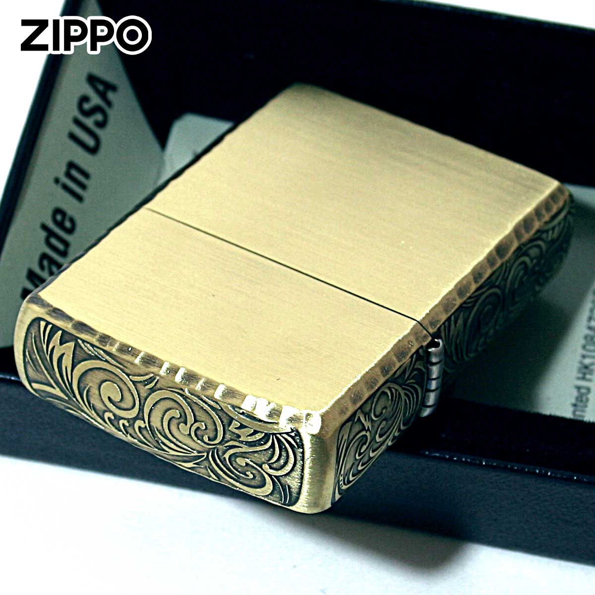 Zippo ジッポライター サイド 3面 アラベスク 唐草 リューター加工 ブラス 1201S792 メール便専用商品_3