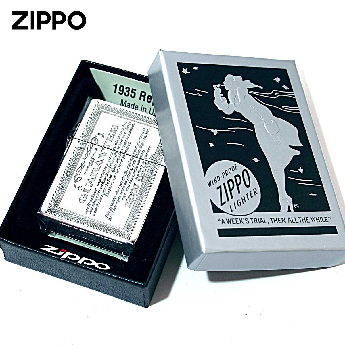 レプリカ Zippo ジッポライター 1935レプリカ ギャランティー柄 保証書