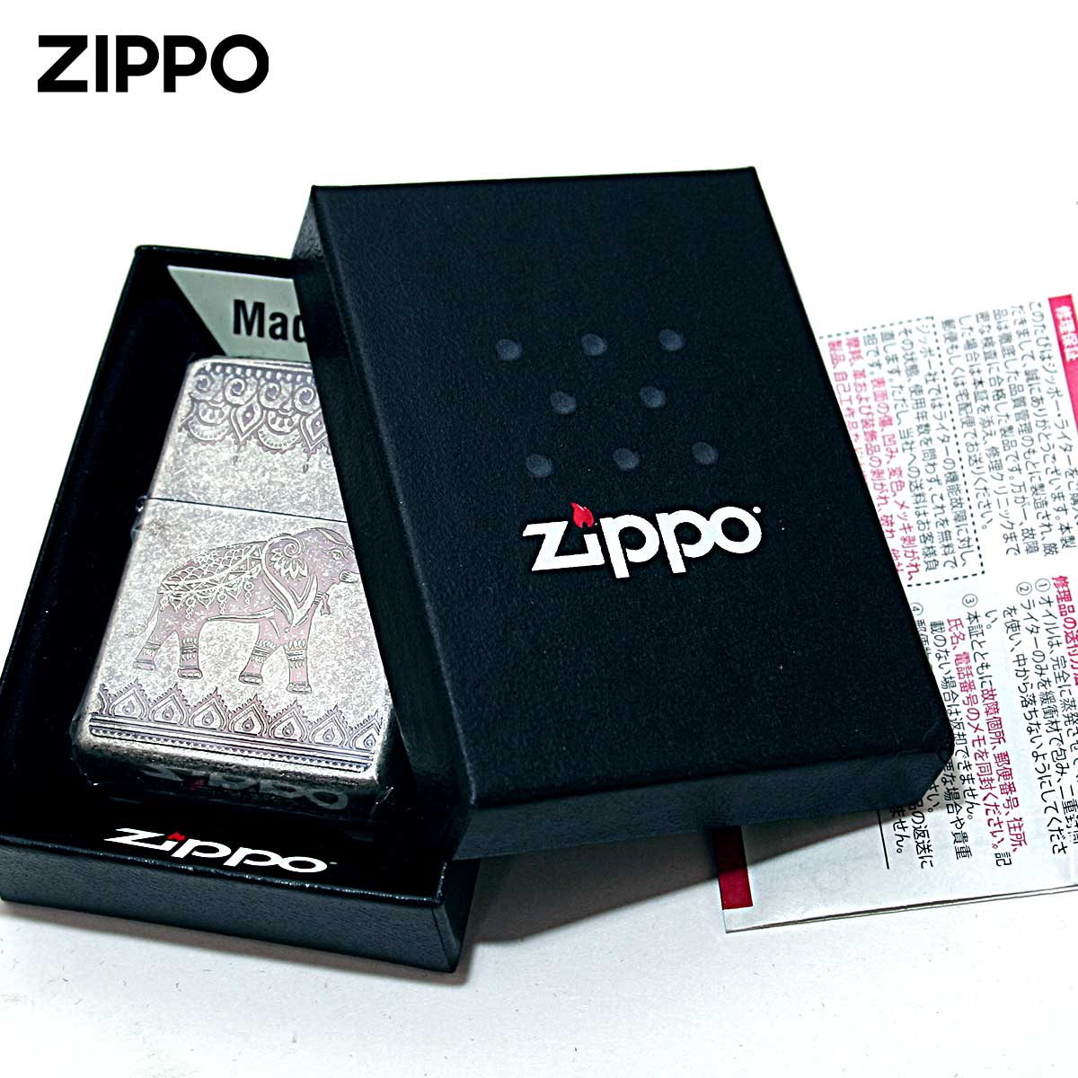 ZIPPO Zippo ジッポライター インディアン エレファント 象 シルバー