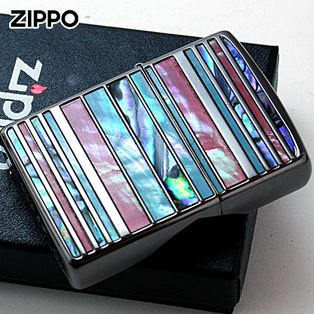 Zippo �W�b�|���C�^�[ �V�F�� �L �C�����C �ۛ� �{�[�_�[ �u���b�N SHELL BORDER BK 1201S834 ���[���֐�p���i