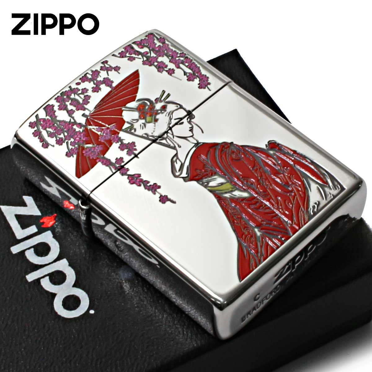 ZIPPO（ジッポー） ジッポライター 芸者 GEISHA 和柄 紅色 1201S899