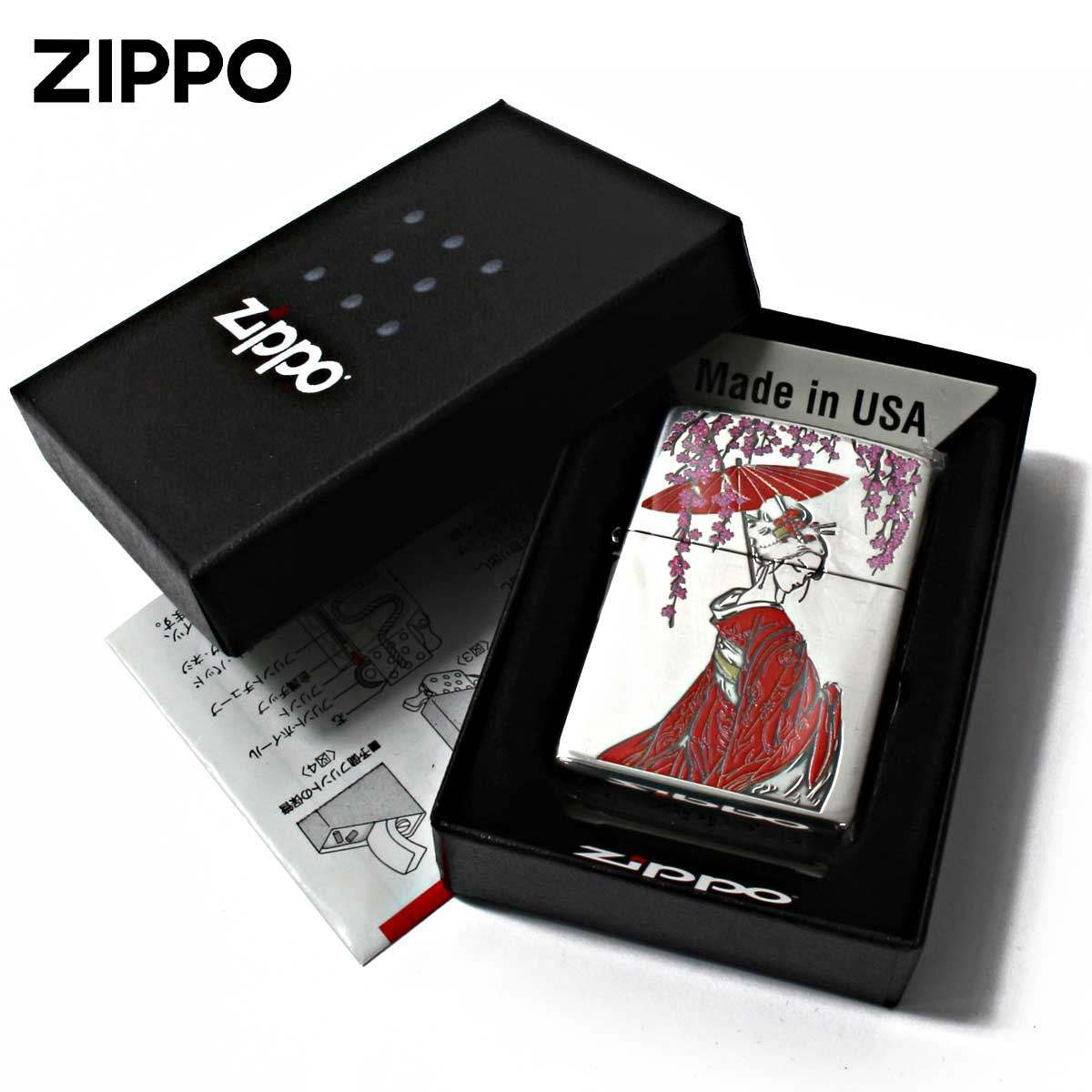 ZIPPO（ジッポー） ジッポライター 芸者 GEISHA 和柄 紅色 1201S899
