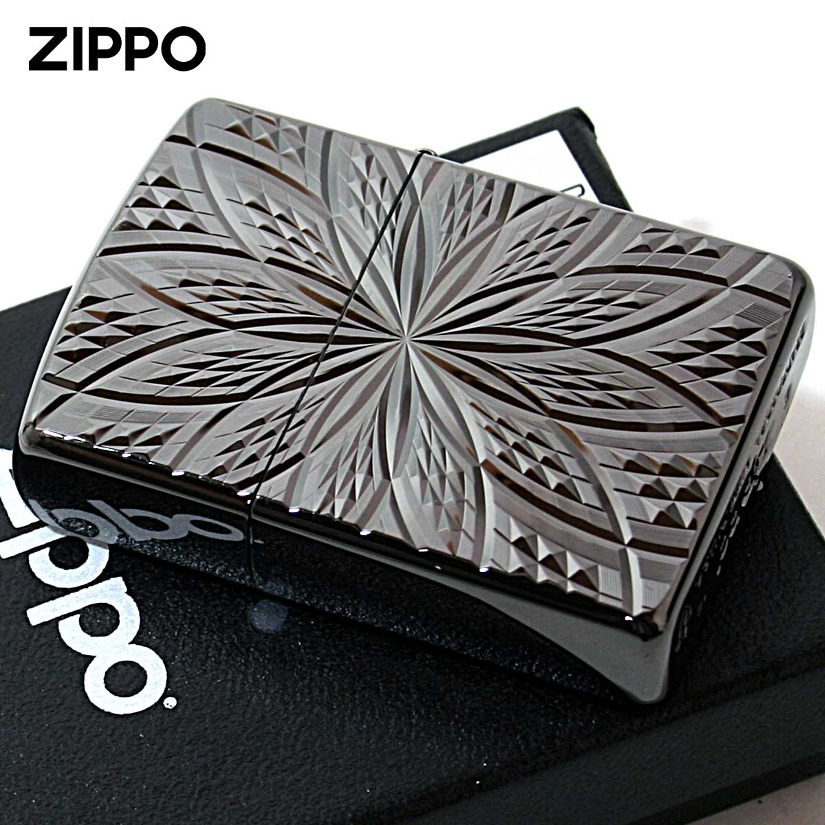 Zippo ジッポライター アーマー ダイヤモンドカット ブラック 両面加工 ARMOR Diamond Cut BLOOM2 B メール便専用商品の画像