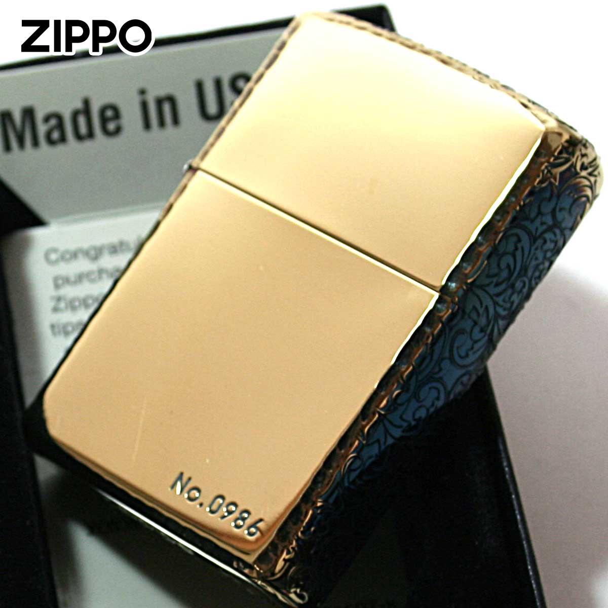 サイドアラベスク Zippo ジッポライター 唐草 3面 コーナーリューター 