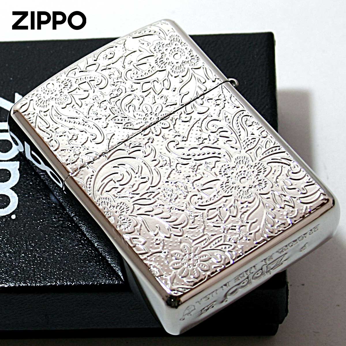 シェル Zippo ジッポライター アーマー 貝 花 インレイ 象嵌 モザイク