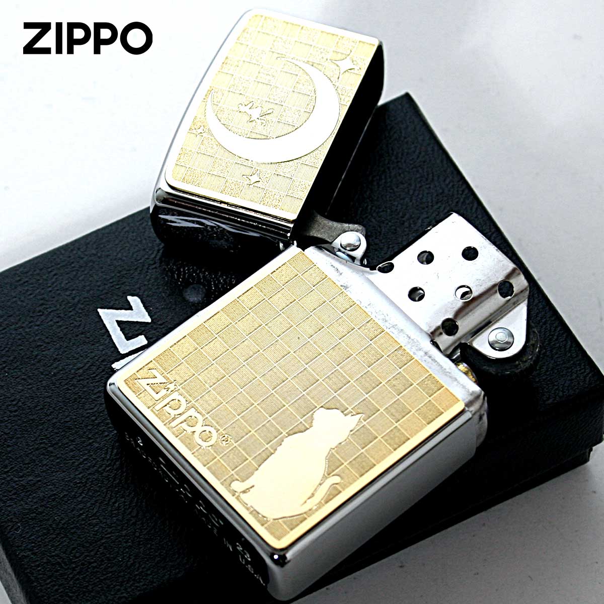 ZIPPO（ジッポー） ジッポライター ネコ 猫 Cat 月 ゴールドプレート 