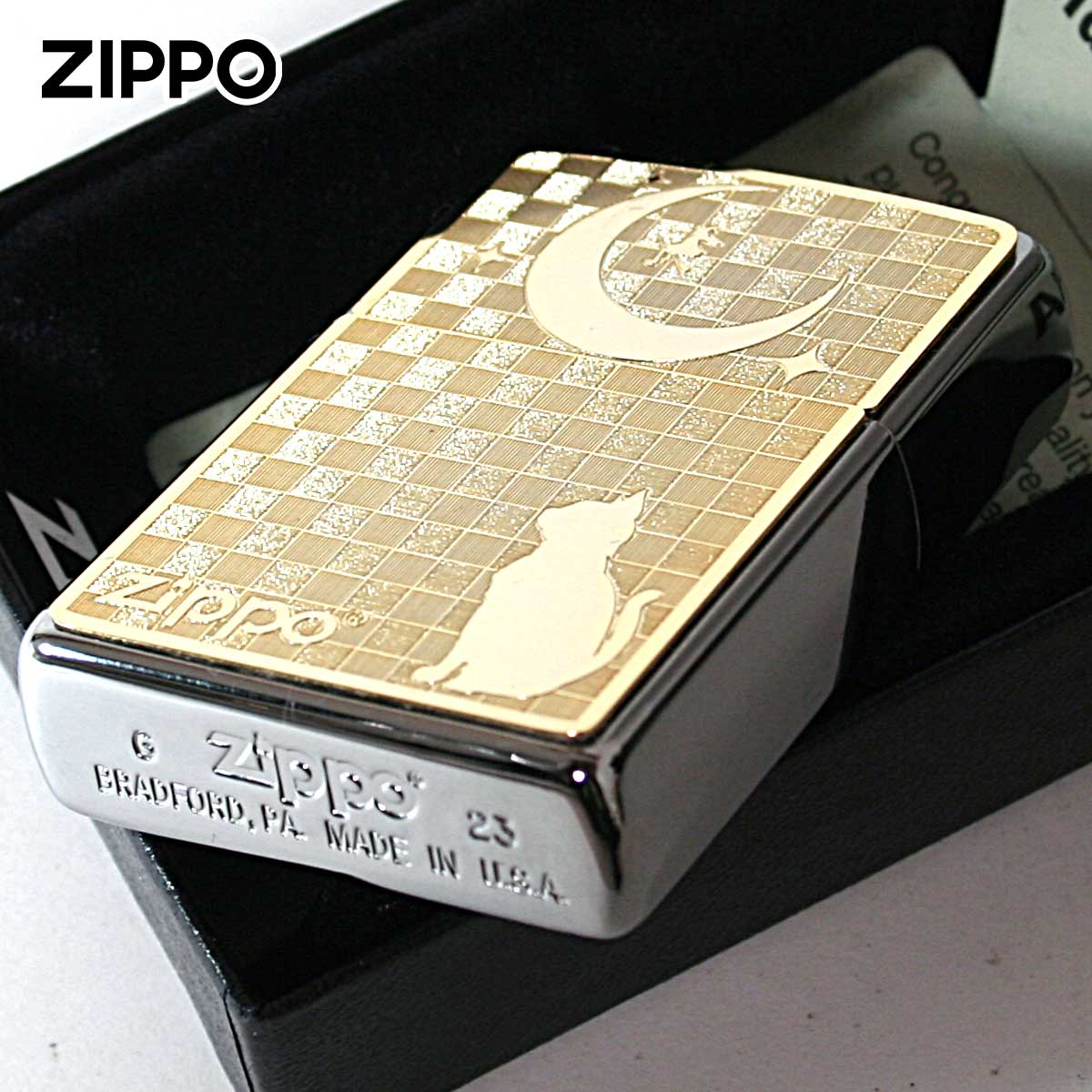 ZIPPO（ジッポー） ジッポライター ネコ 猫 Cat 月 ゴールドプレート 