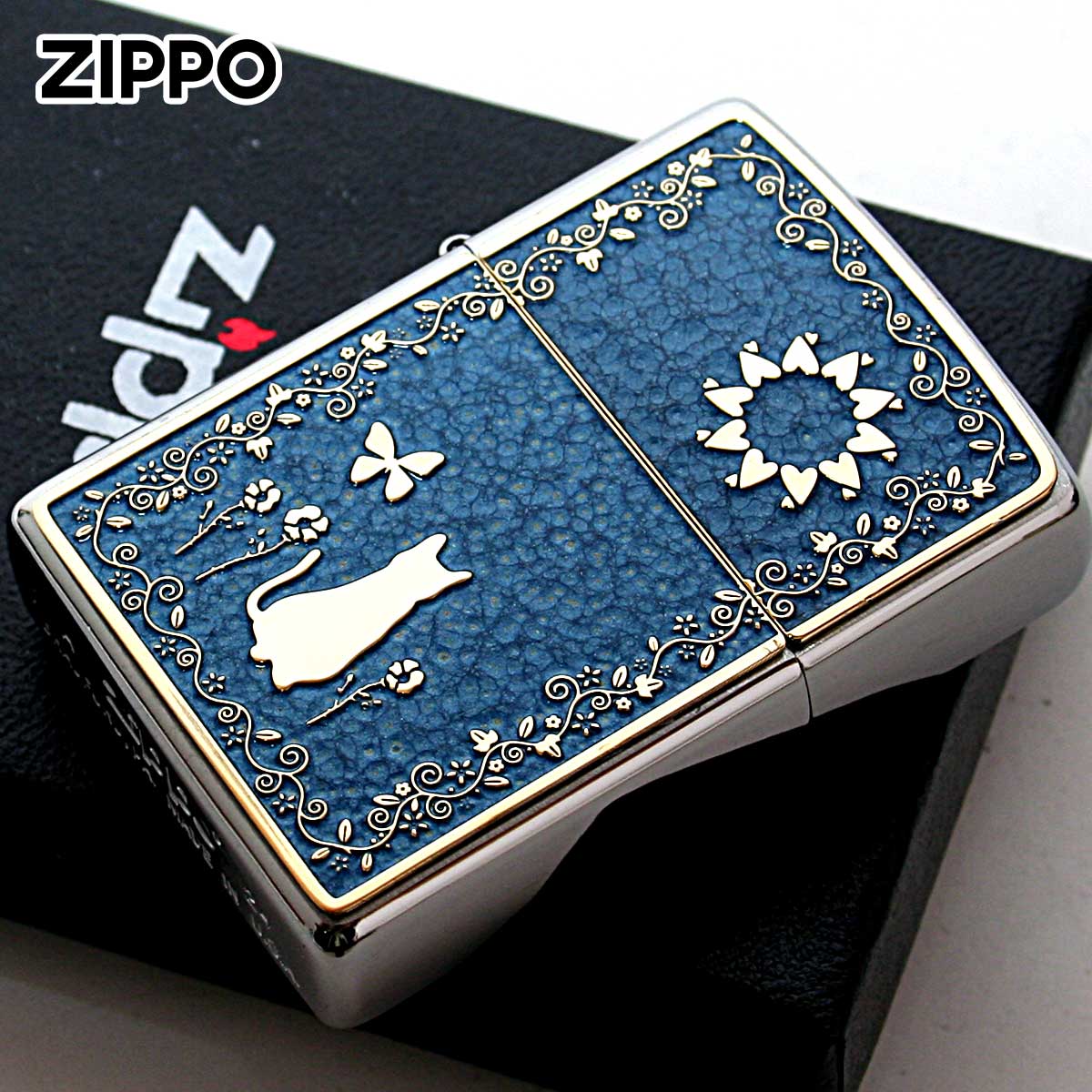 Zippo �W�b�|���C�^�[ �l�R �L Cat �u���[ ��200 �S�[���h�v���[�g ���ʉ��H �j�b�P�����b�L 2MPP-Cat BL GP ���[���֐�p���i