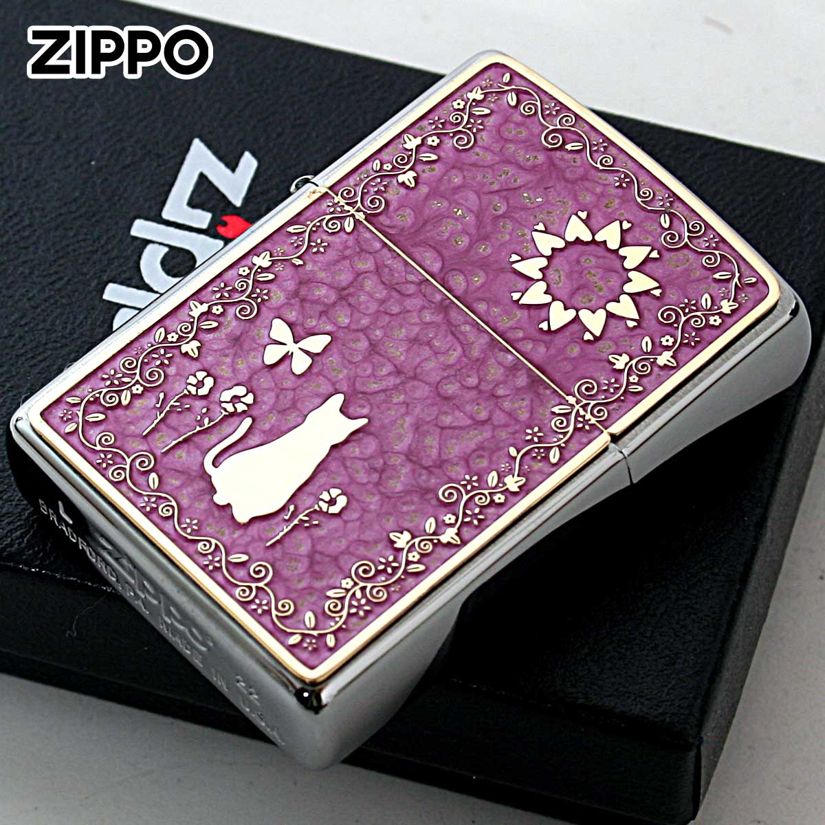 ZIPPO（ジッポー） ジッポライター ネコ 猫 Cat ピンク ＃200 ゴールド 