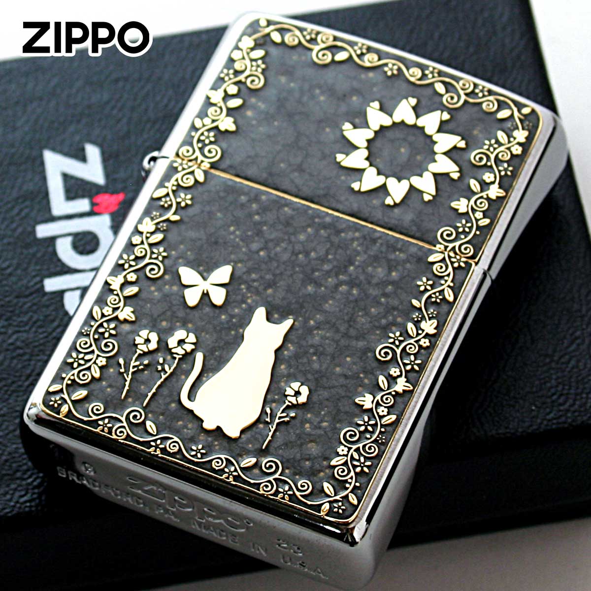ZIPPO（ジッポー） ジッポライター ネコ 猫 Cat グレー ＃200 ゴールド 