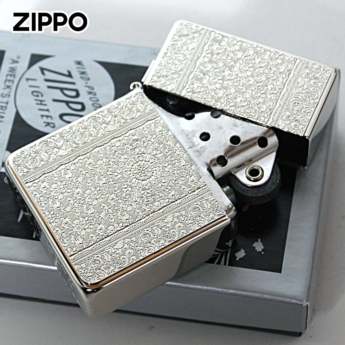 レプリカ Zippo ジッポライター 1935レプリカ ダマスク柄 シルバー