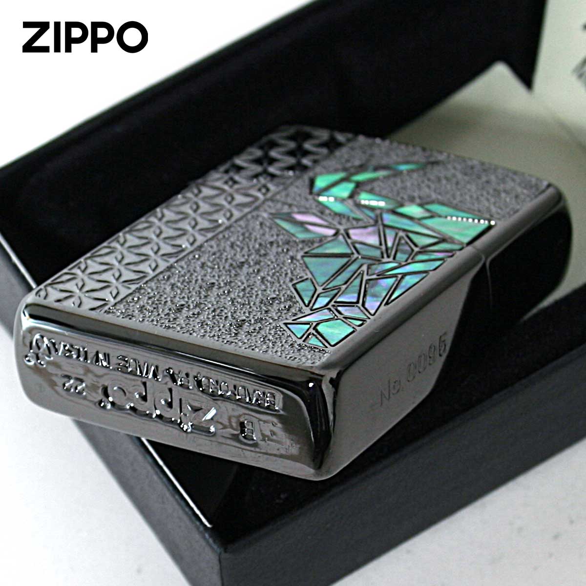 シェル Zippo ジッポライター アーマー ブル 牛 貝 インレイ 象嵌 ネオ