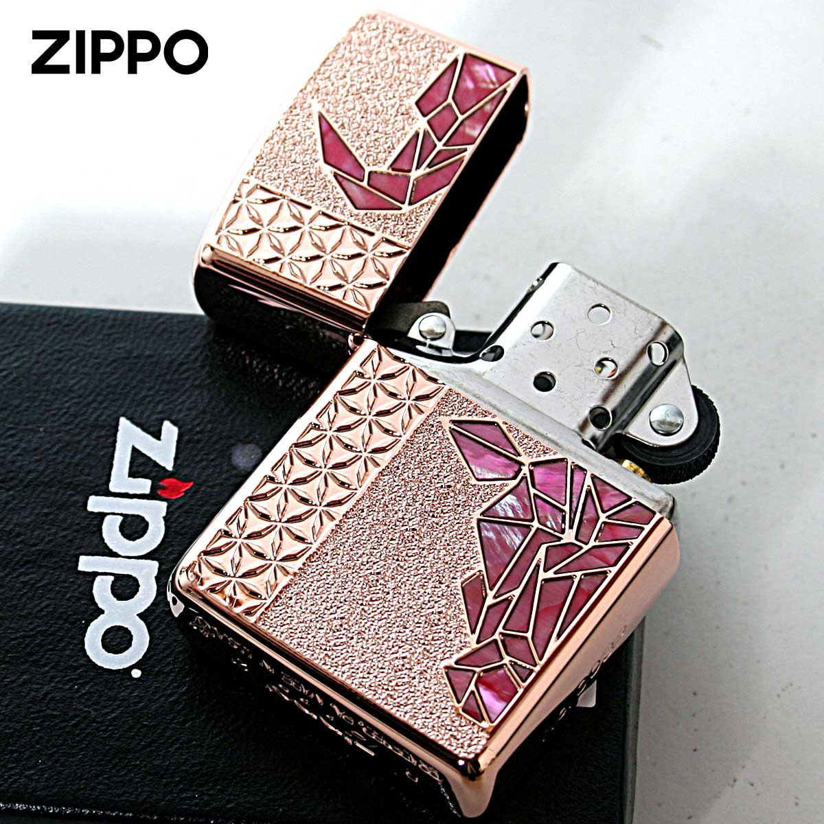 シェル Zippo ジッポライター アーマー ブル 牛 貝 インレイ 象嵌 
