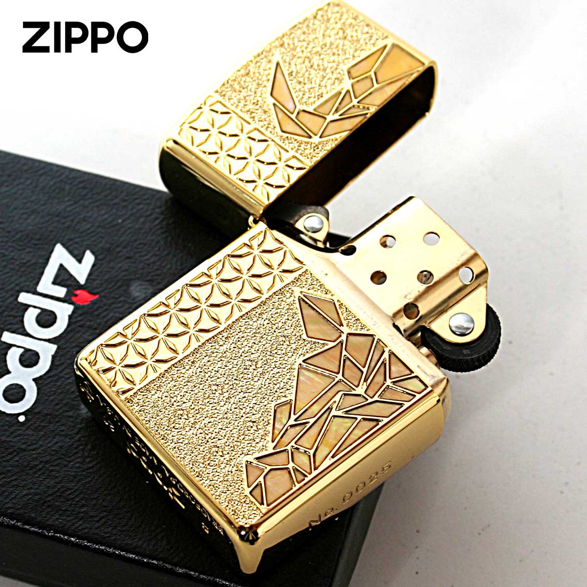 シェル Zippo ジッポライター アーマー ブル 牛 貝 インレイ 象嵌