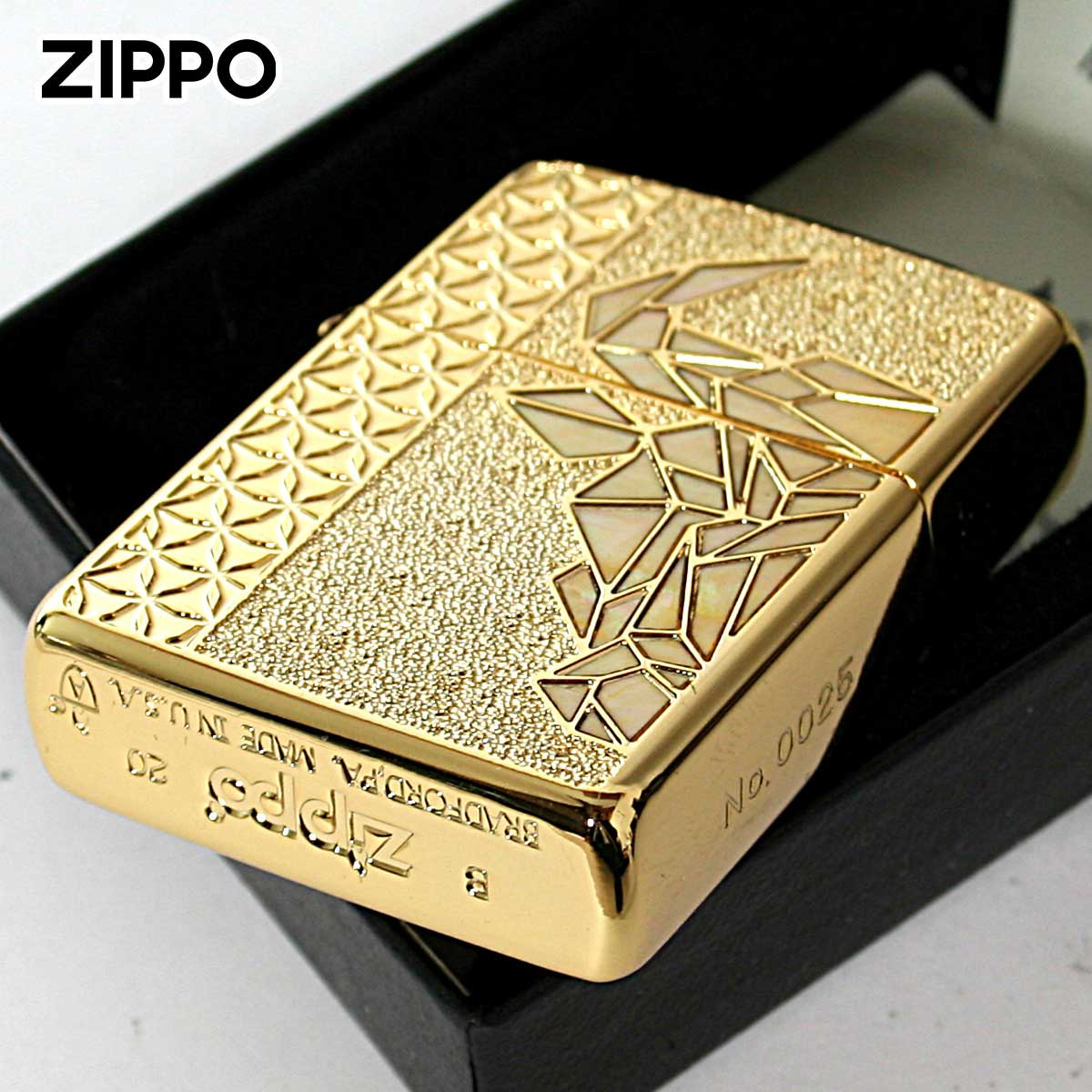 ロカビリー50sスタイル♠︎キドニー ♠︎ エナメル七宝♠︎真鍮／金色zippo®︎美品 シェル Zippo ジッポライター アーマー ブル 牛 貝 インレイ 象嵌
